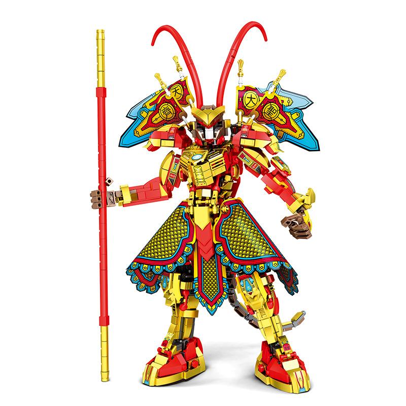 669 Return Of The Great Sage Mecha Wukong Ornament Model, Puzzle Assembly Qitian Great Sage Building Block Toy