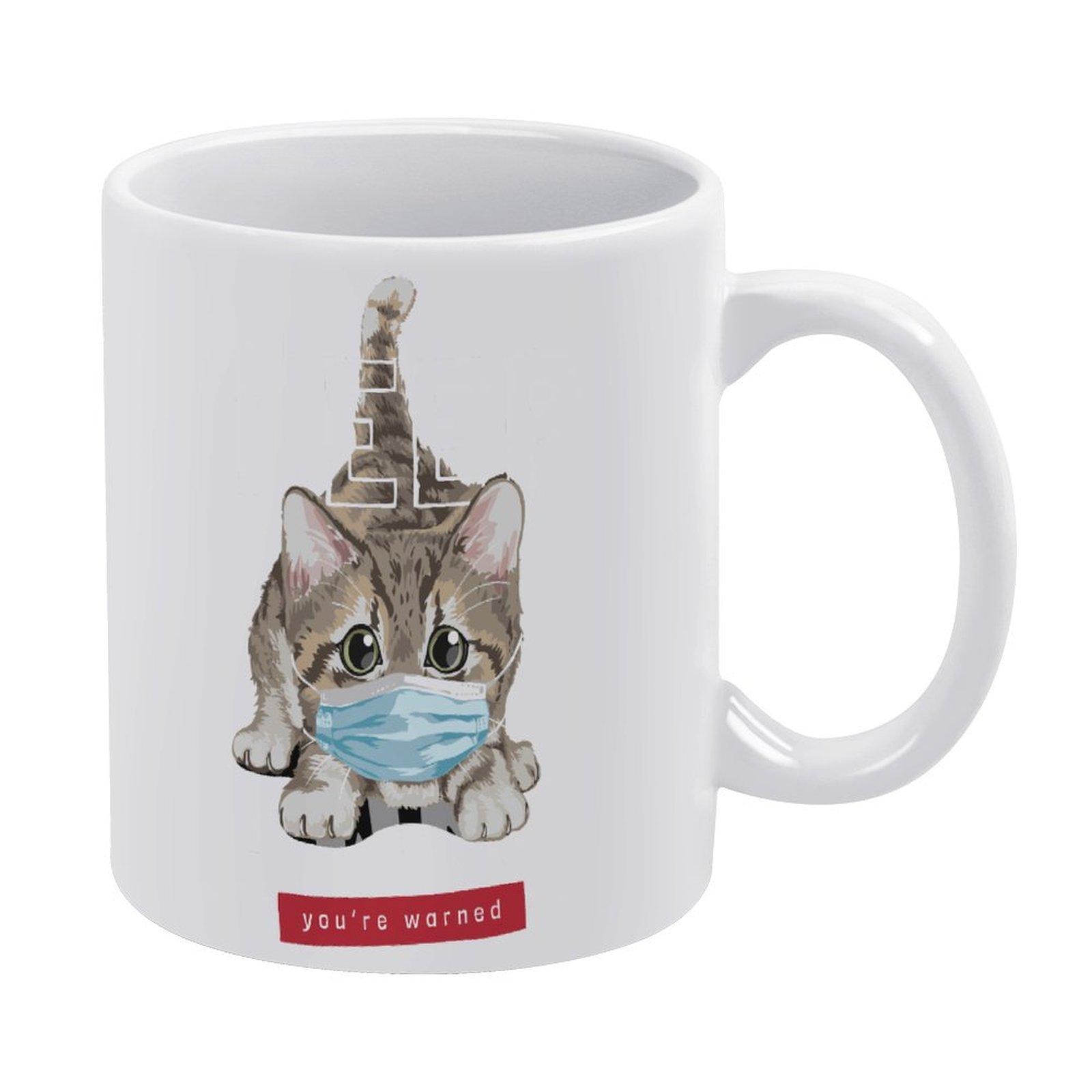 

1 шт. 11 унций Белая керамическая кружка с двухсторонним принтом, прочная кофейная чашка, идеально подходит для дома, офиса, для ежедневного использования, подарок белый