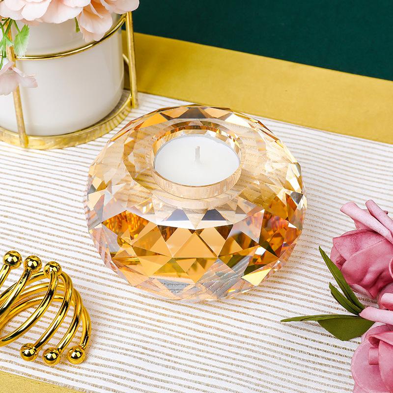 K9 Crystal Glass Tealight Candle Holder Geometric Faces Crystal Ball Clear Candlesticks Candlelight Dinner Romantic Decoration