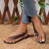 Damenschuhe im Sale Sommer Damen Sandalen Einfarbig Ein-Wort-Schnalle Offene Zehen Niedrig Absatz 43 Große Größe Zehensandalen