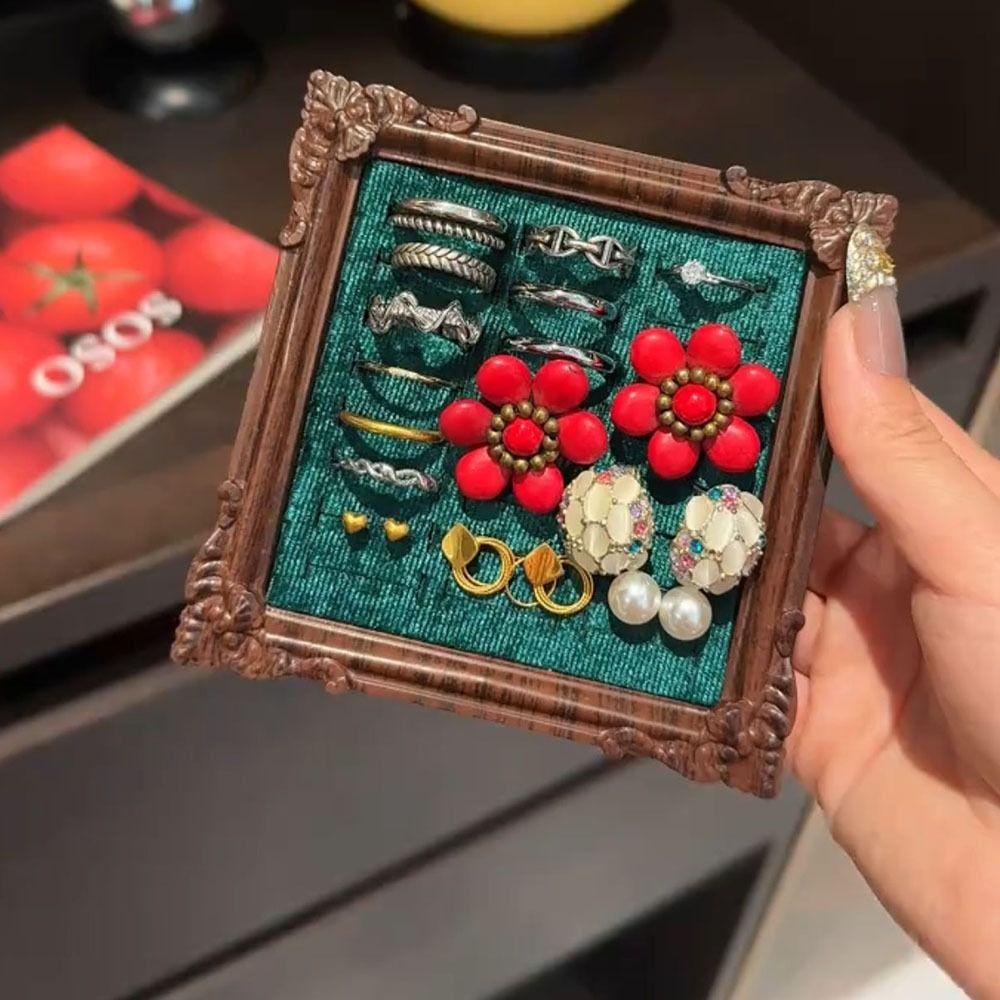 Photo Frame Jewelry Display Tray Wooden Ring Holder Fashion Earring Tray  Shop Window Decoration