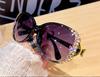Sunglasses Women Sticker Diamond Decorative Sun Glasses Women Anti-reflective UV400 Gradual Change Color Outdoor Sunglasses