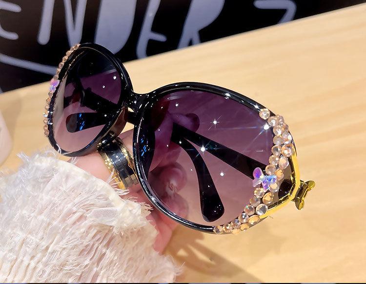 Sunglasses Women Sticker Diamond Decorative Sun Glasses Women Anti-reflective UV400 Gradual Change Color Outdoor Sunglasses