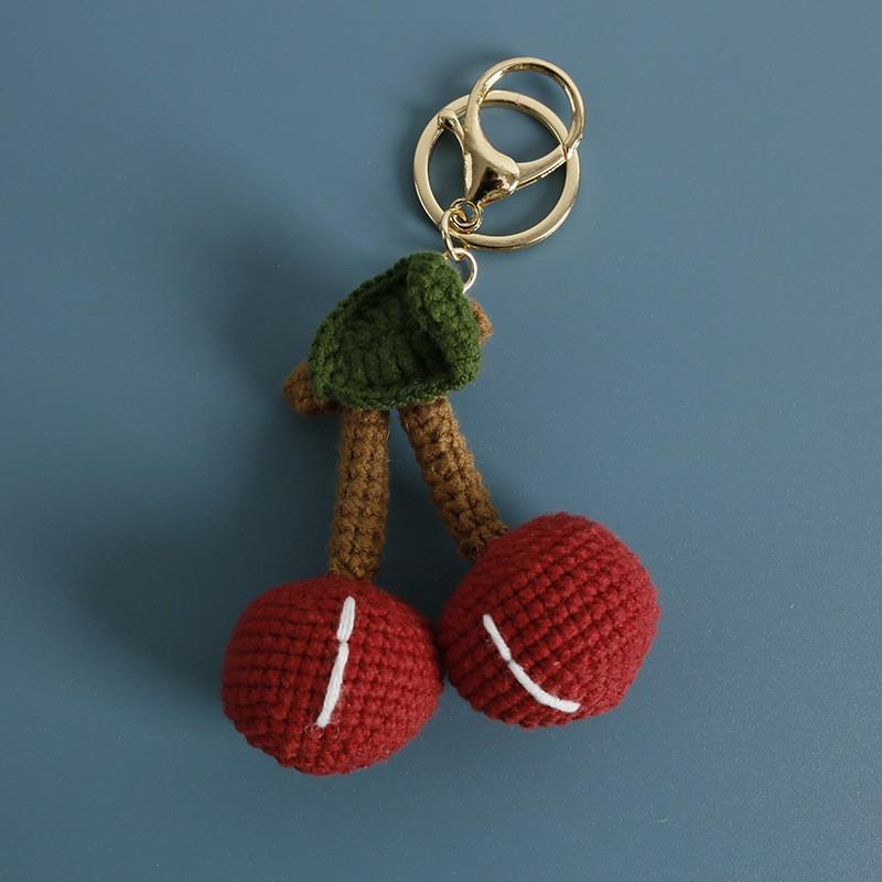 Creative Fruit Series Crochet Keychain Cute Lemon Doll Knitting Keyrings For Bag Pendant Red Cherry Keychain Custom Accessories