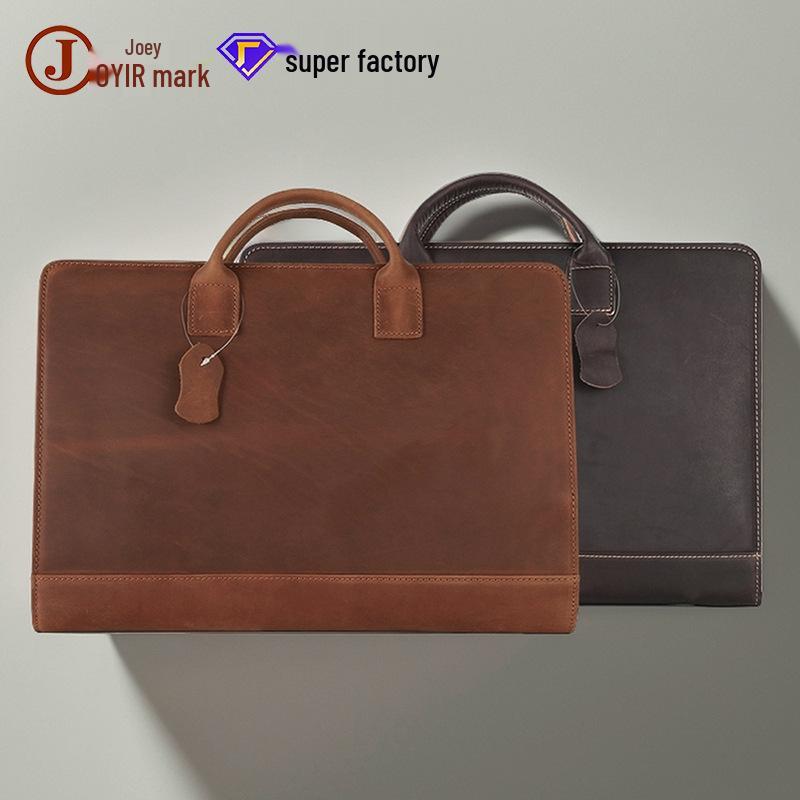 New Genuine Leather 15.6" Briefcase: Multifunctional Laptop Bag & Business Handbag for Men