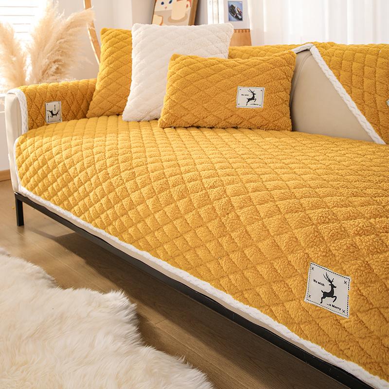 Sofa Cushion Winter Antislip Nordic Simple Plush Cushion High-Grade Fleece-Lined Thickened Real Leather Sofa Cover Cover Towel