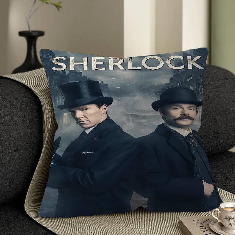 S-Sherlock Holmes Detective Series Pillow Cover Sofa Cushion Cover Home Room Decoration Children Gift