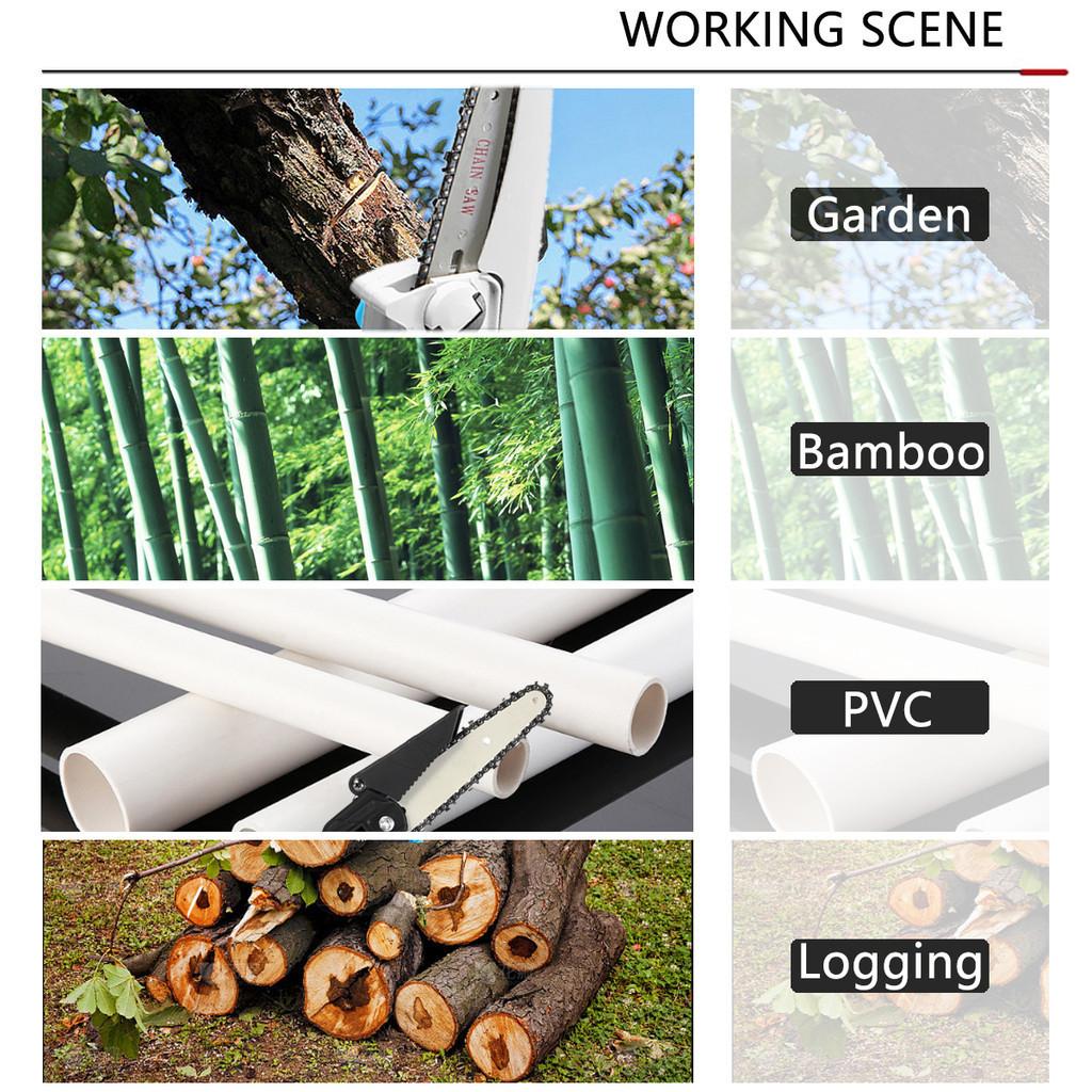 18V 6 Inch Telescoping Pole Electric Chainsaw Cordless Rechargeable High Branch Saw Garden Tree Pruning Tool