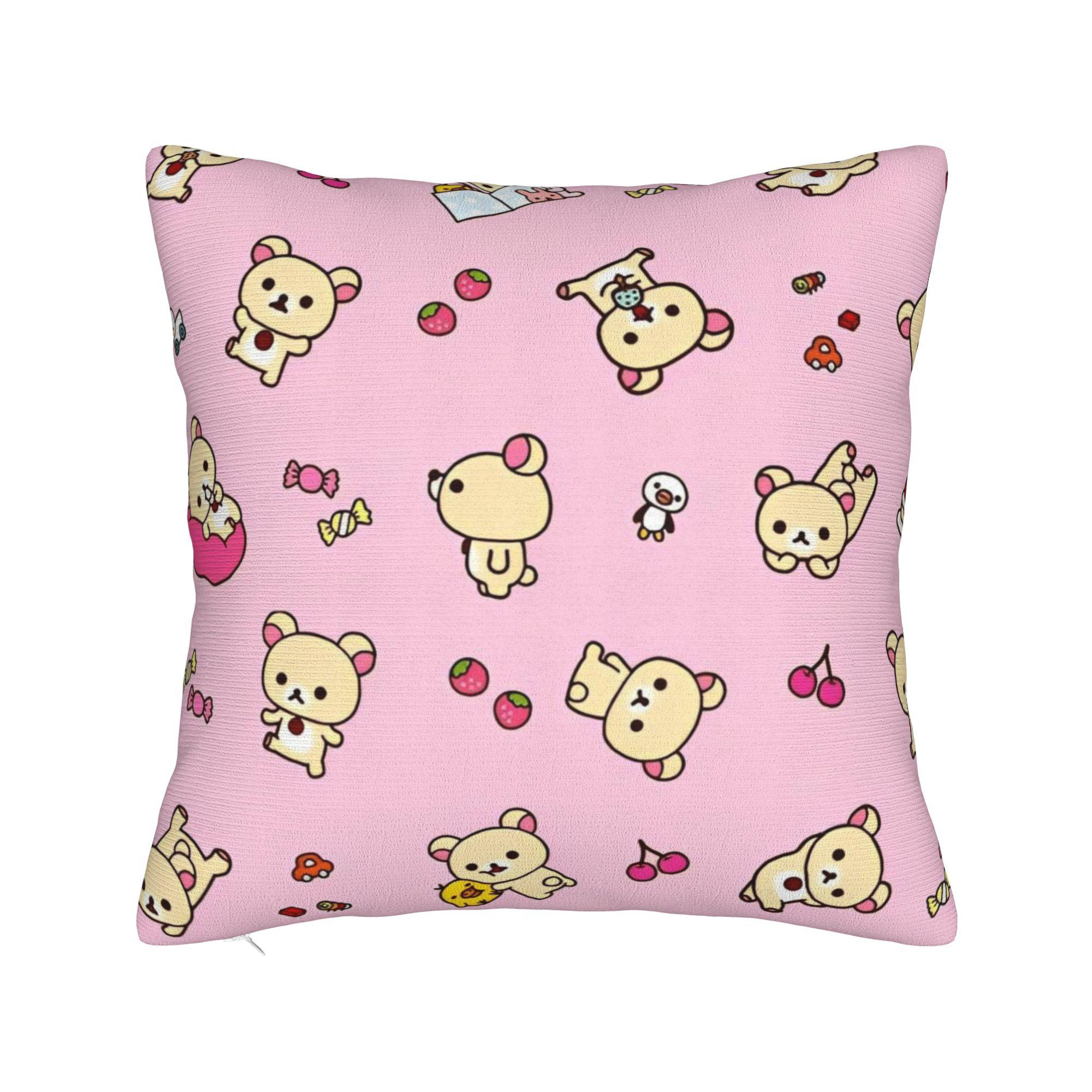 Мультяшные квадратные наволочки Rilakkuma Полиэстер Домашняя наволочка для подушки Забавная декоративная наволочка для диванной подушки 4040 30x30cm 12x12in