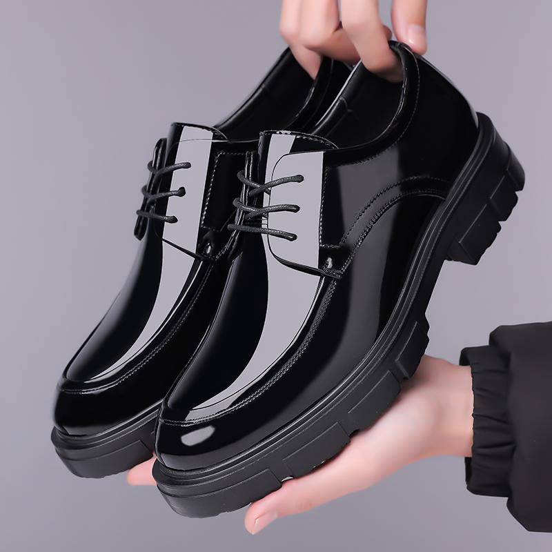 Lacquer Leather Men's Shoes Minimalist Trendy Designer Style Dress Up Party Busines Fashiona Street Quality Shoes Youth Black