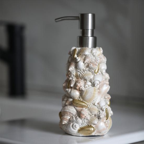 Shell Design Soap Dispenser Waterproof Resin Stainless Steel Hand Sanitizer Lotion Shampoo