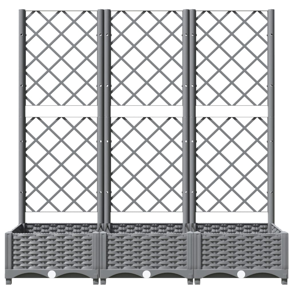 Vidaxl Garden Planter With Trellis, Light Grey, 120X40X121.5 Cm, Pp