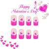 24pcs French Tip Artificial Nail with Heart Pattern Short Square Acrylic Nail Press On Nail Valentines Nail Accessories