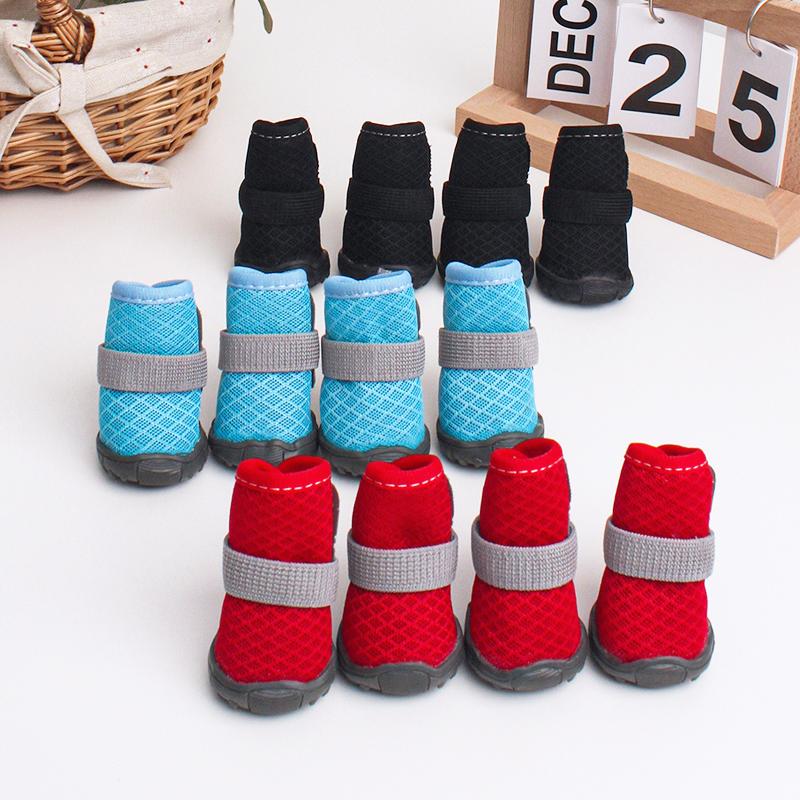 4 peças Sapatos para Cães para Todas as Estações Sapatos Respiráveis para Cães Pequenos Botas Botinhas Protetor de Pata Sapatos para Filhotes Gatos Botinhas Sola Antiderrapante