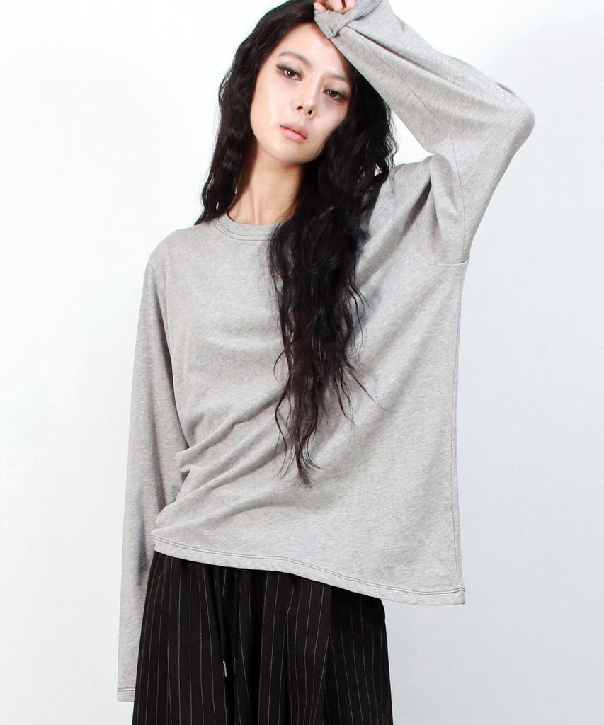 Deumakeu Diagonal Stitch Medium Fit Long Sleeve Gray