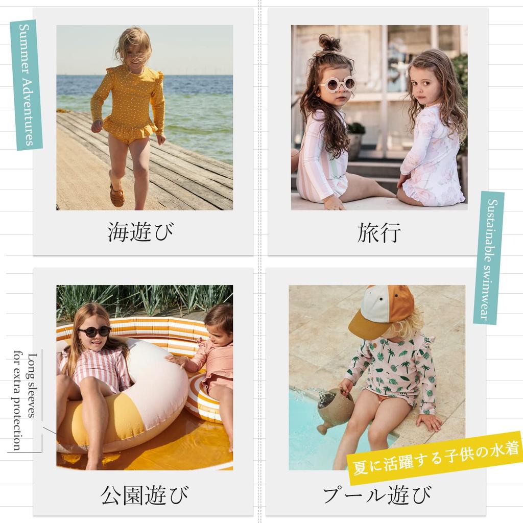 KALAVILA Girls' One-Piece Swimsuit, Sizes 90-130cm, Long Sleeve Rash Guard, Kids' All-in-One Swimsuit for Kindergarten and Daycare, UV Protection