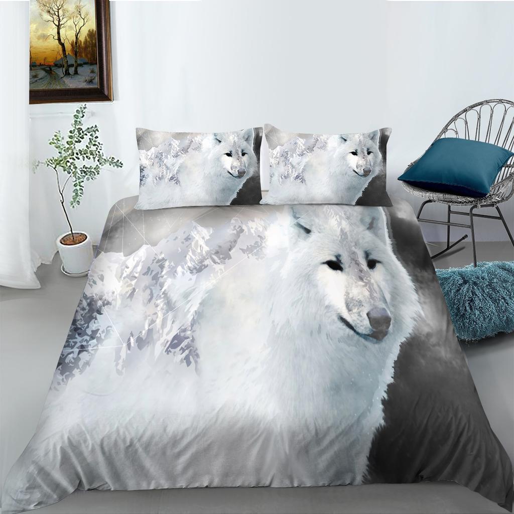 Etc Creative Wolf Series Digital Printing Bedding Two Or Three Piece Set Polyester