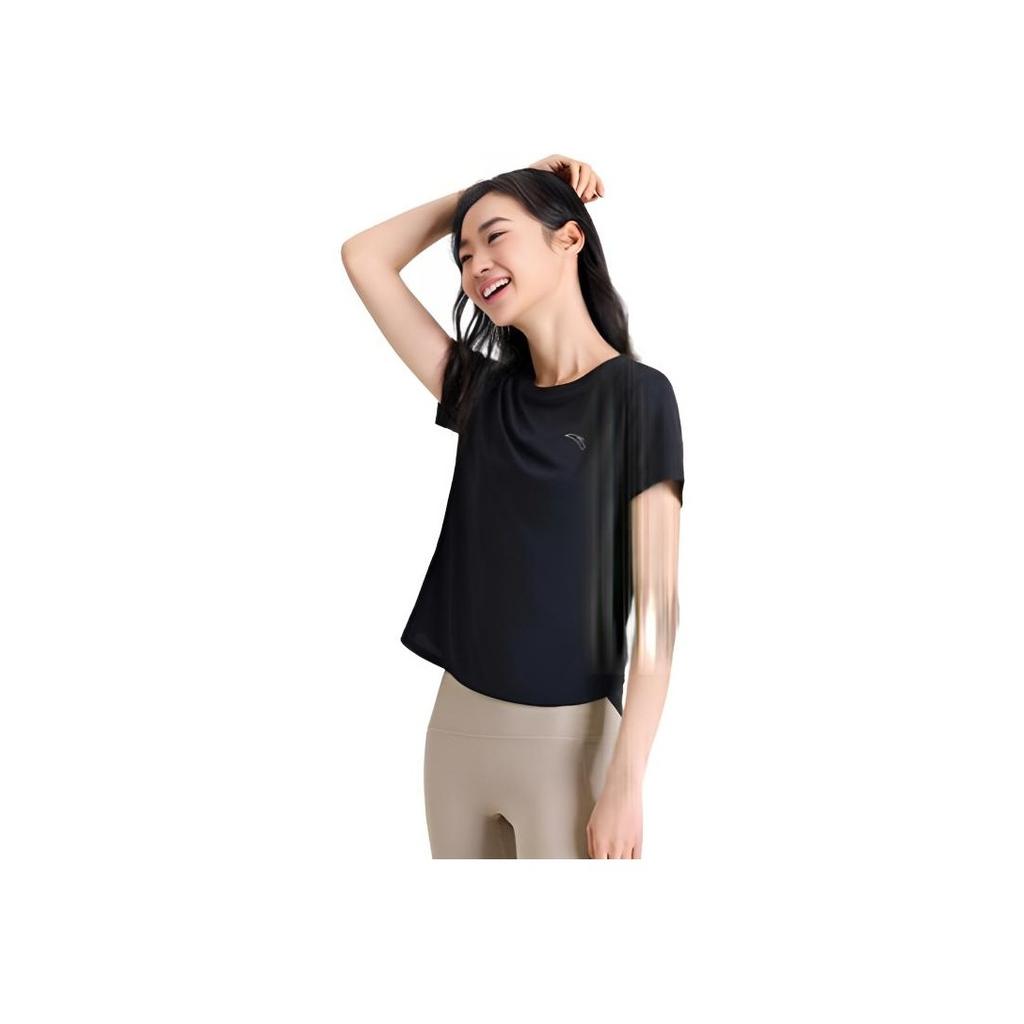 Anta Comfortable Breathable Basic Round Neck Short Sleeve T-Shirt Women Tops Black 962525104-5