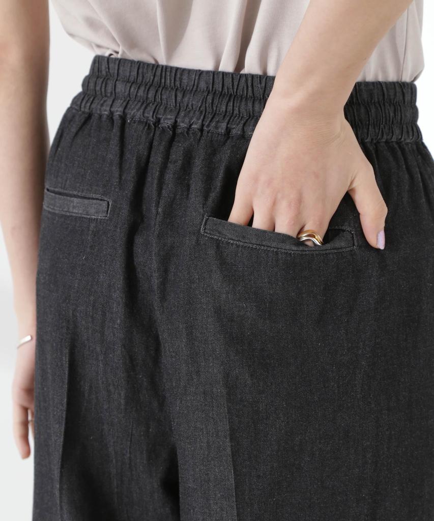 Nano Universe Light Denim Drawstring Pants with Center Press Be Paired with Other F 010 Black Women's (Can Items) 673-5127316