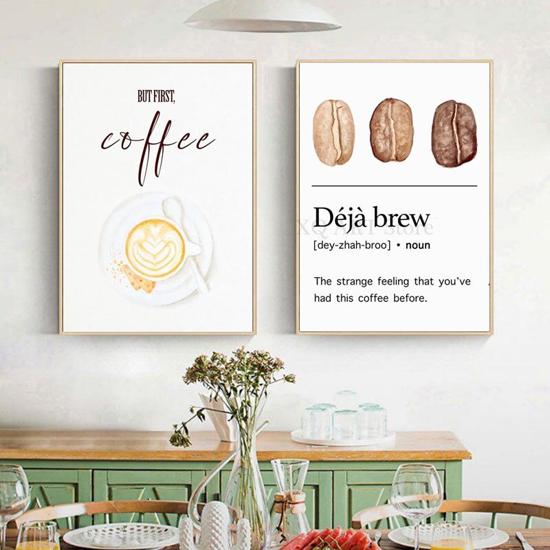 Nordic Elegant Coffee Caffeine Cocoa Cup Wall Art Canvas Painting Posters And Prints Pictures For Kitchen Surrealism Home Decor