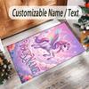 Alfombra de Suelo de Terciopelo de Cristal con Temática de Unicornio, Alfombra Cálida Personalizada con Nombre y Texto, Decoración del Hogar