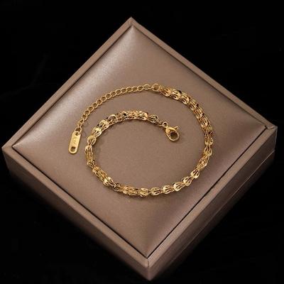New Classic Light Luxury Gold Color Stainless Steel Bracelets For Women Korean Fashion Temperament Wrist Chain Jewelry Female