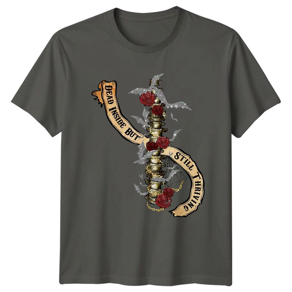 Dead Inside But Still Thriving Unisexs TShirt Skeleton Aesthetic Halloween Gift S