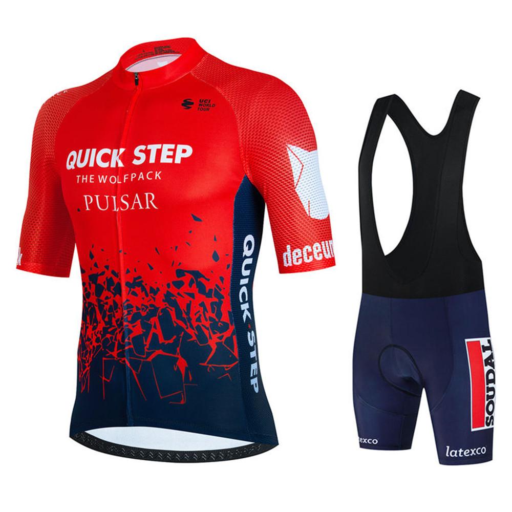 2026 Soudal Quick Step Team Cykeltröja Set Sommar Cykel Andningsbar Herr MTB Cykelkläder Maillot Ropa Ciclismo Uniformer Dräkter
