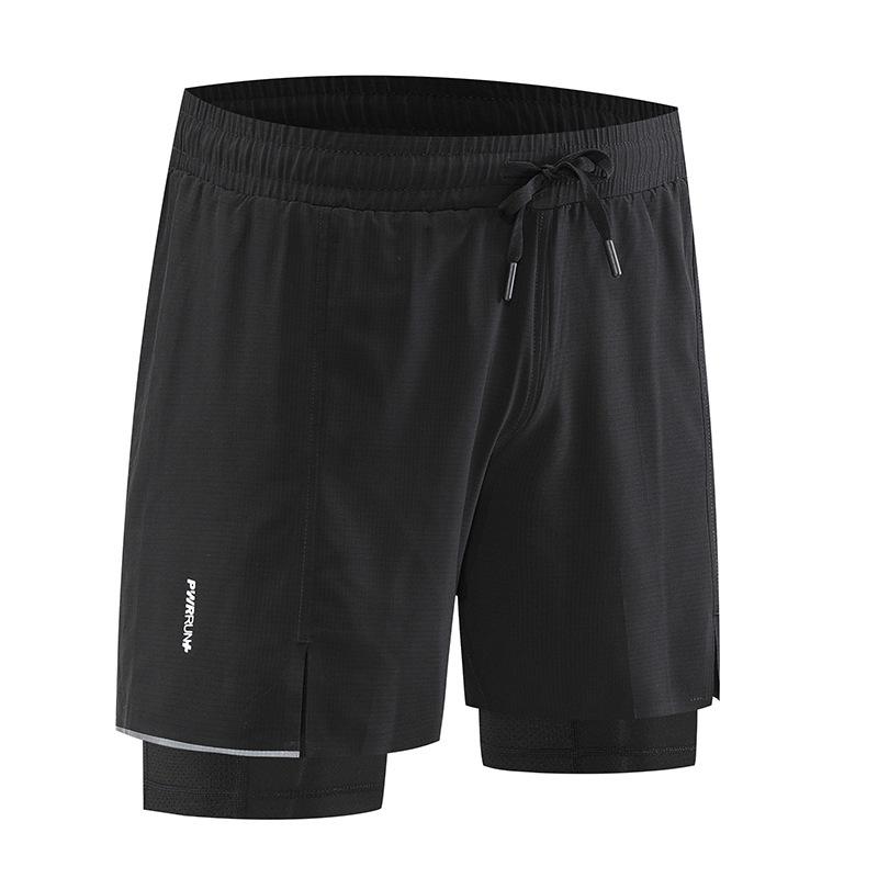 2024 Men's Quick-Dry Sports Shorts, Fake Two-Piece Design, Mid-Length with Inner Lining for Running or Training