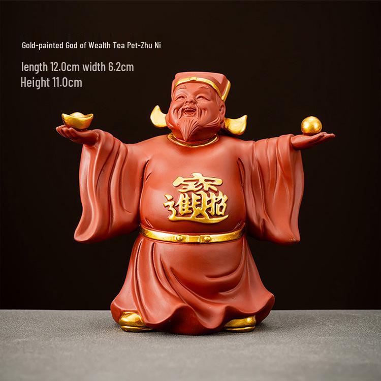Exquisite Purple Clay God of Wealth Tea Pet - Tea Table Ornament for Wealth Attraction
