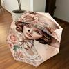 1 Stück Blumenhut Automatischer Öffnungs-/Schließschirm Kompakter Faltbarer Regenschirm mit 8-Speichen-Gestänge für Damen/Herren, Elegantes Geburtstagsgeschenk1303S
