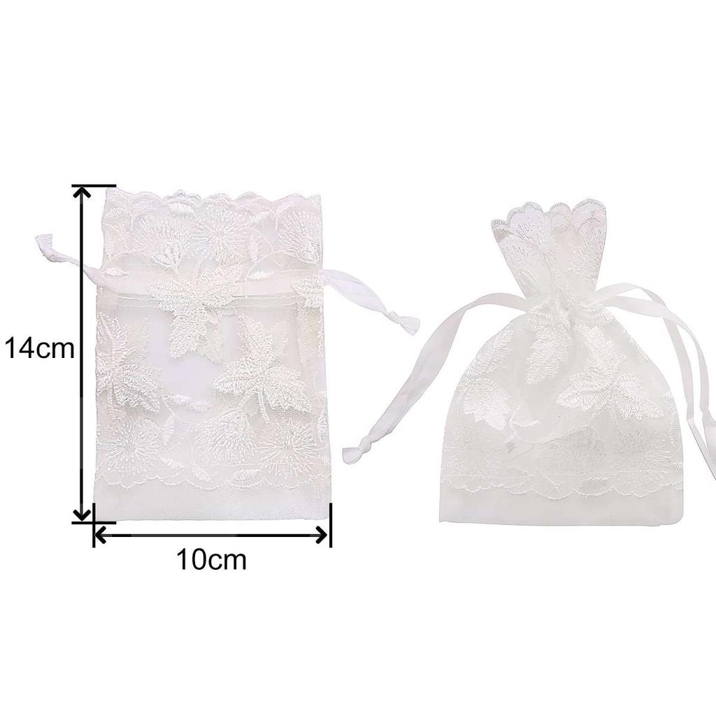 1 Stück/Beutel 10x14cm Exquisiter Verpackungsbeutel Modische Bestickte Kordelzugtaschen Spitze Große Blumen Tasche Geschenktasche Schmuckverpackung Hochzeitsgeschenk Verpackung