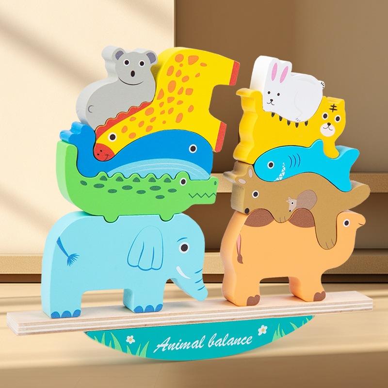 Wooden Early Education Bunny Day And Night Color Toy Car Children'S Educational Creative Splicing Building Block Baby