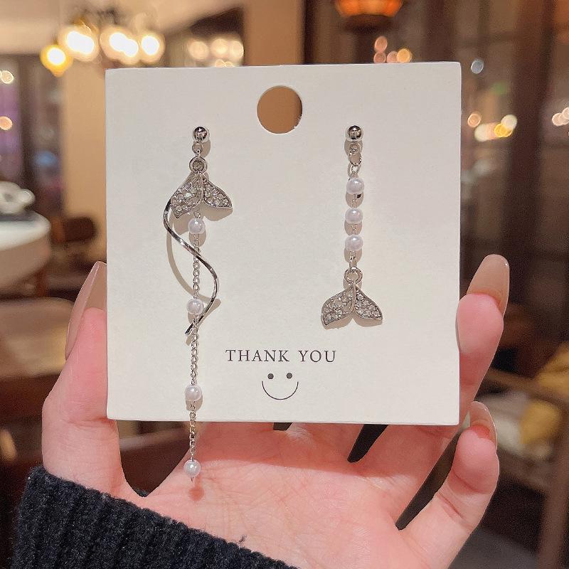 Zircon Bow Tassel Earrings: 925 Silver, Trendy, Versatile, Light Luxury