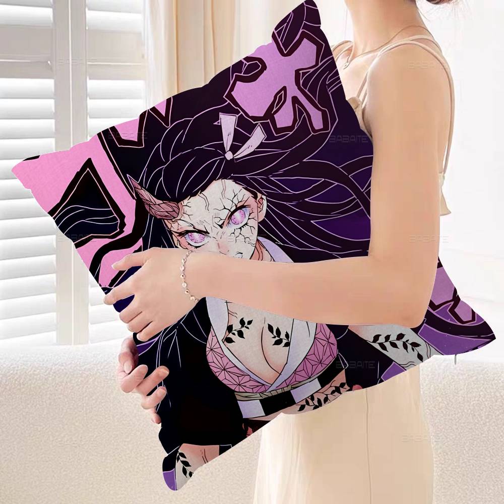 Cartoon Character Kamado Nezuko Cushion Cover Polyester Sofa Cushions Decorative Throw Pillows Home Decoration Pillowcover