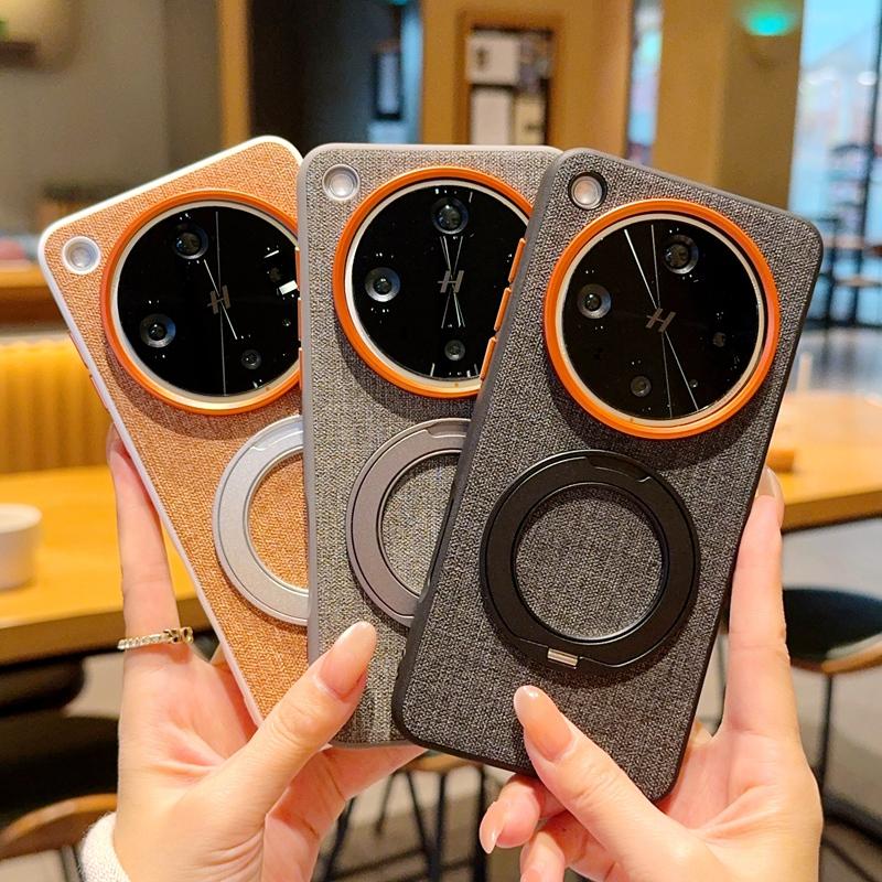 Grain Line Phone Case For OPPO Find X8 Pro Magnetic PC Hard Shell Protective Solid Color With Holder Find X8 Ultra Back Cover