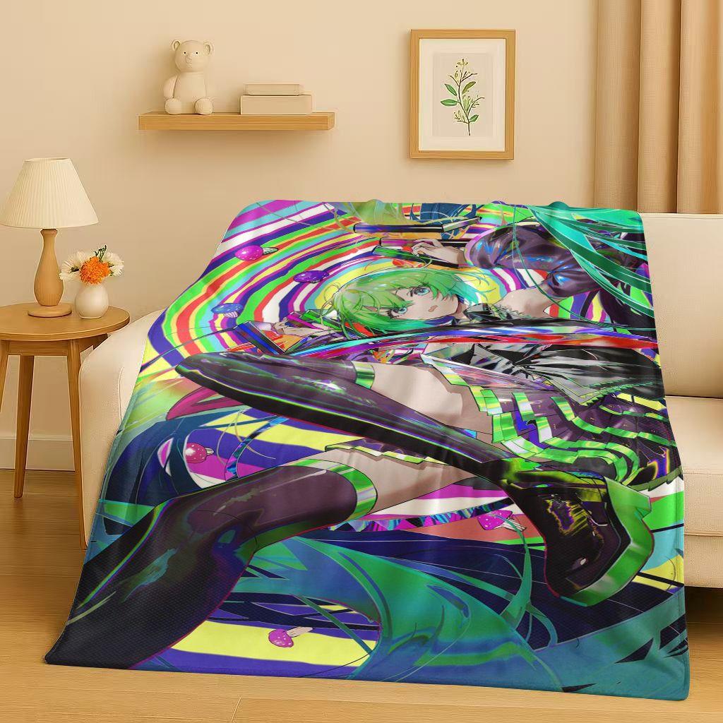 Manta de Franela Kawaii 3D de M MIKU, Dibujo Animado Musical para Niña, Manta de Felpa Ultra Suave y Cálida para Hogar, Dormitorio, Cama, Sofá, Regalo para Niños