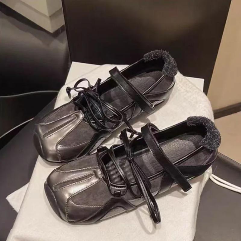 Fashion Spring 2025 Ballet Flats Spor Square Head Mary Janes Cross Strap Magic Sti Function Sle Low Heel Flat Bot  Color