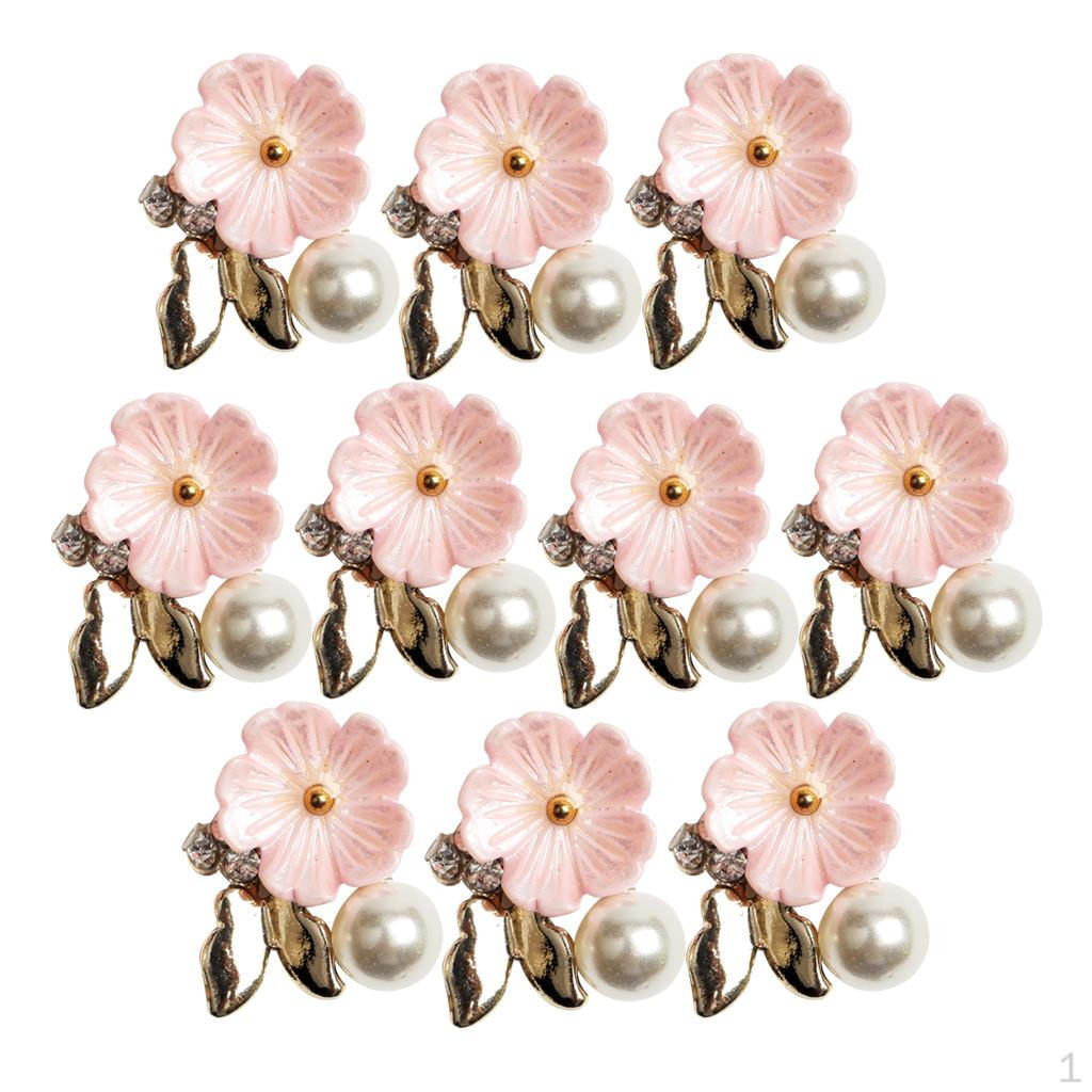 10 Pcs Flatback flower Crystal Rhinestone Buttons Embellishment Foldback