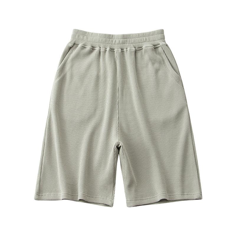 Pánské jarní letní capri kalhoty kombinézy šortky kalhoty vaflová bavlna kapsa elastický pas sport rychleschnoucí jednobarevné
