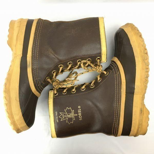 SOREL Kaufman Vintage Canada Snow Boots Lined Dark Brown size 7 25.0(USED)