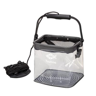 Tsulino Memory Bucket for Fishing Cool Gray 21cm See-Through