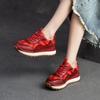 Johnature Genuine Leather Sneakers Casual Sports Shoes Round Toe Lacd-up Retro Versatile Women's Flat Shoes