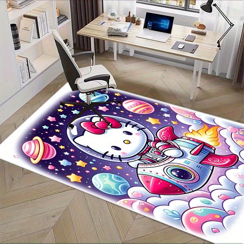 Office Rug Hello Kitty, Space Adventure Anti-Slip Rug, Machine Washable for Living Room, Bedroom, Office, Multiple Sizes, Bedroom Mat, Decorative Mat,