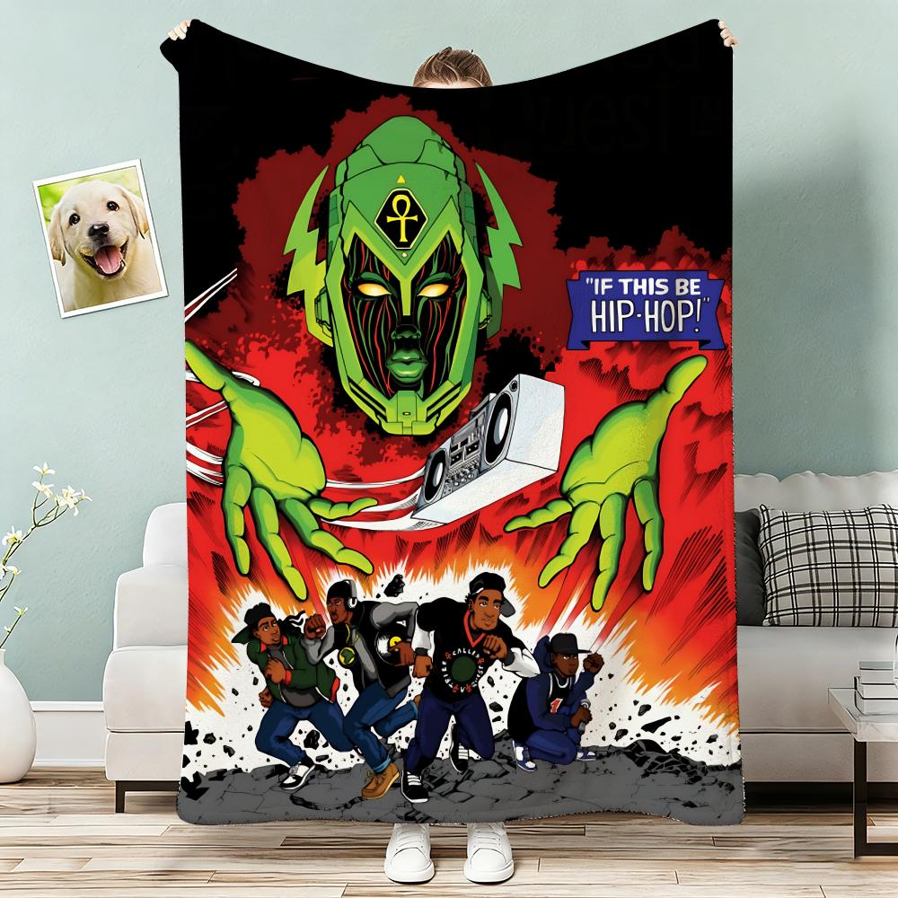 Band A Tribe Called Quest Album Throw Lightweight 240g Flannel Blanket Soft Skin-friendly for Summer Cooling 75x90cm