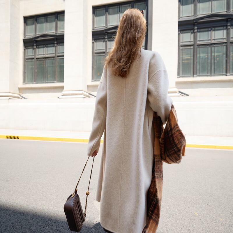 SANCITY Women's 2024 Winter Alpaca Blend Double-Faced Wool Coat