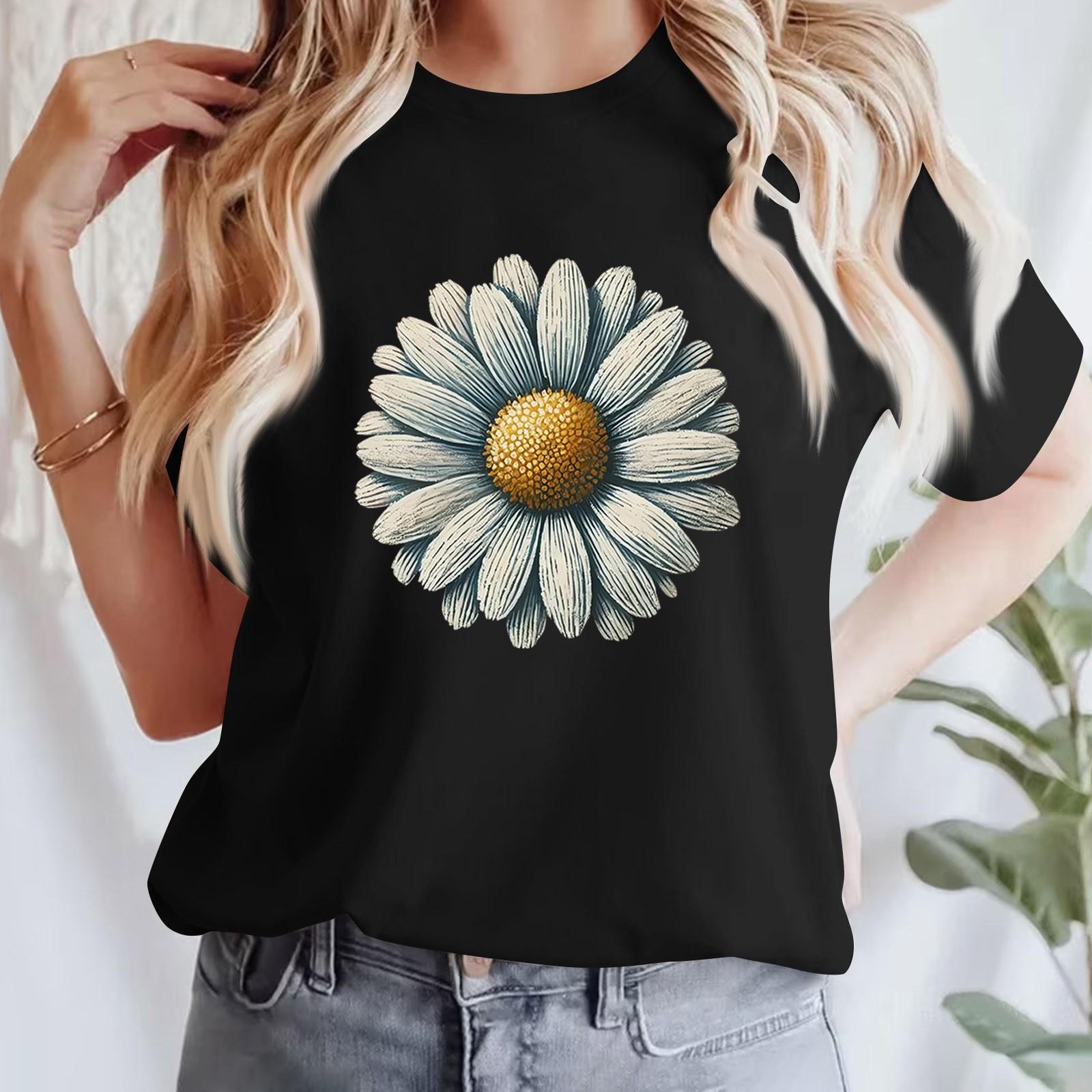 

Женская повседневная футболка с принтом, пуловер с круглым вырезом, топ с короткими рукавами XXXL чёрный