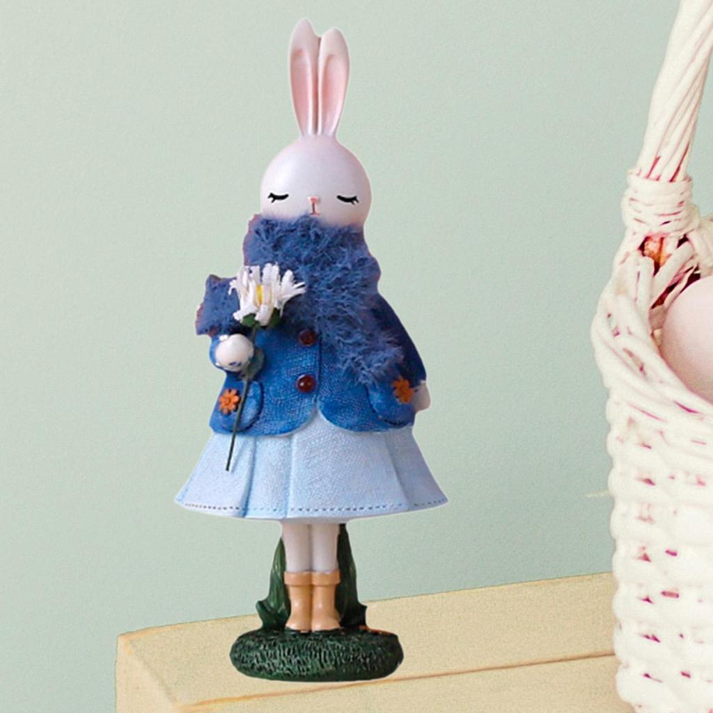 Easter Rabbit Statue Cartoon Resin Sculpture Decorative Easter Craft for Office