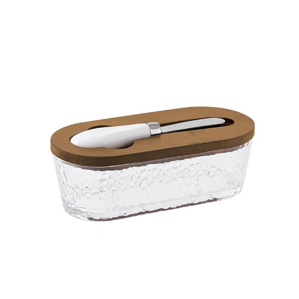 Visible Glass Butter Box Transparent Butter Dish Durable Butter Plate Baking