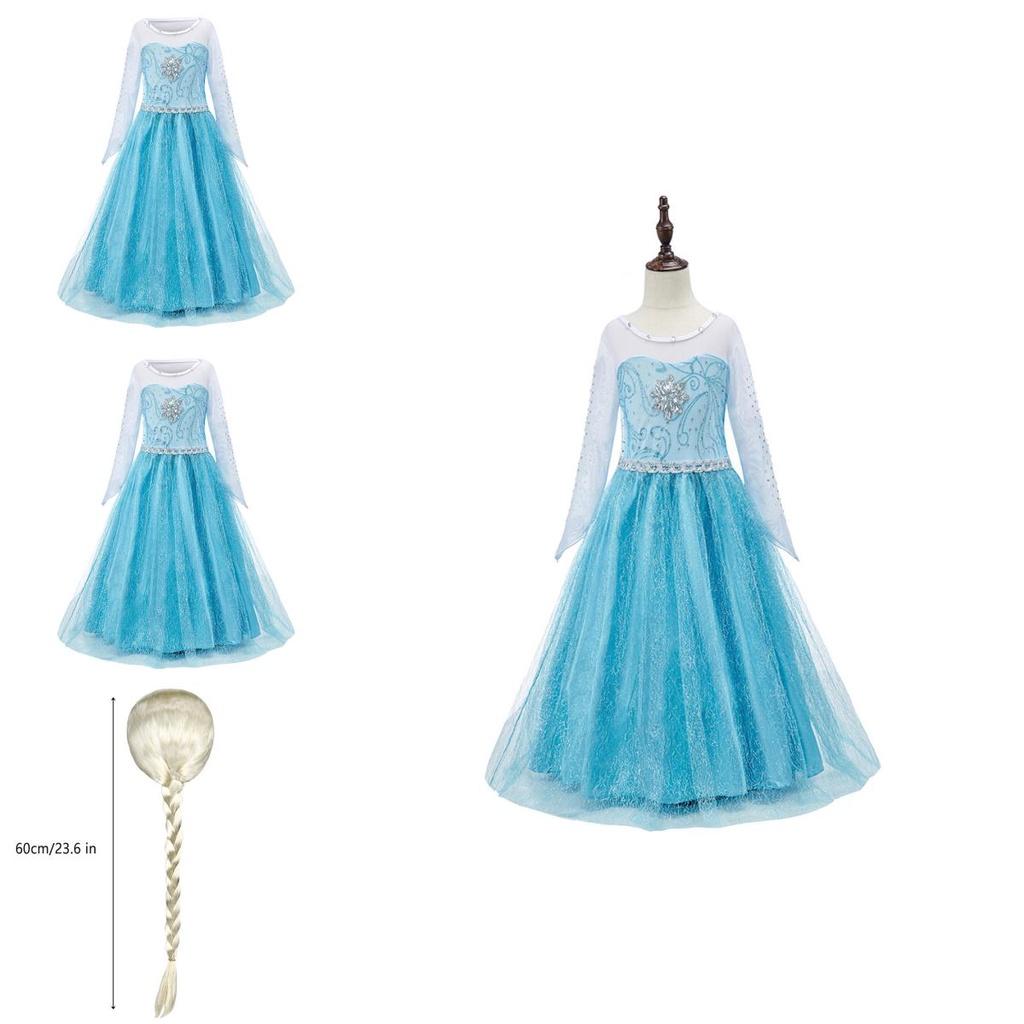 Elsa Princess Dress For Girls Halloween Costume Kids Fairy Tale Dress